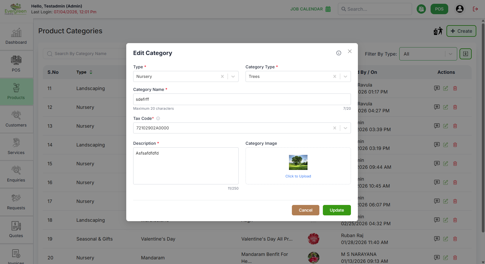 Edit Category Example