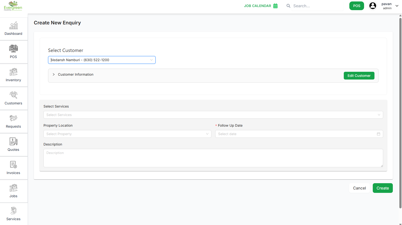 Create Enquiry Form