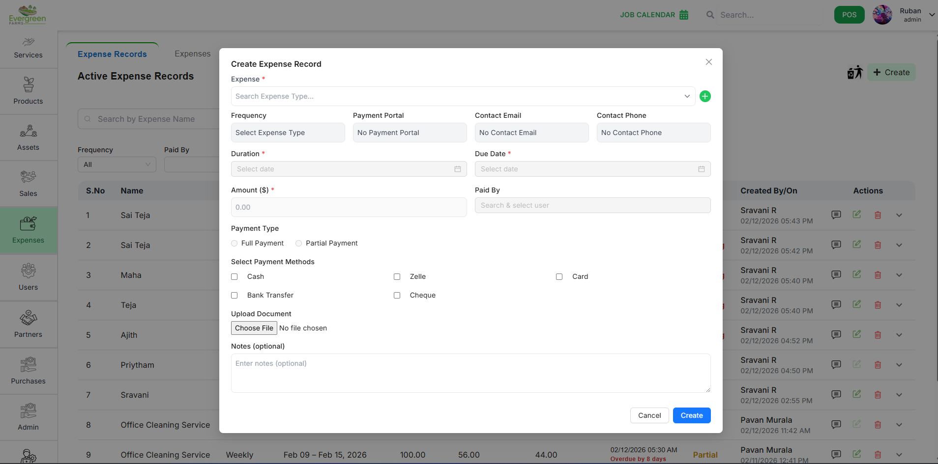 Create Expense form