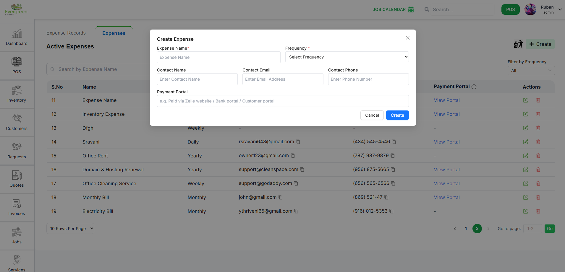 Create Expense Type form
