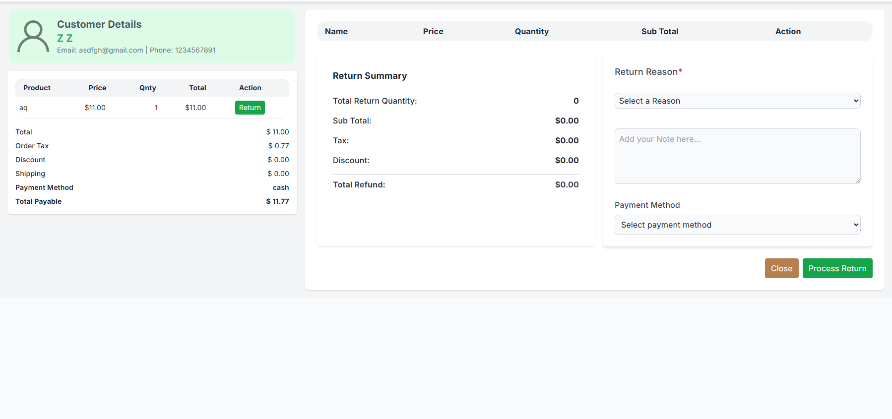 New Return Process