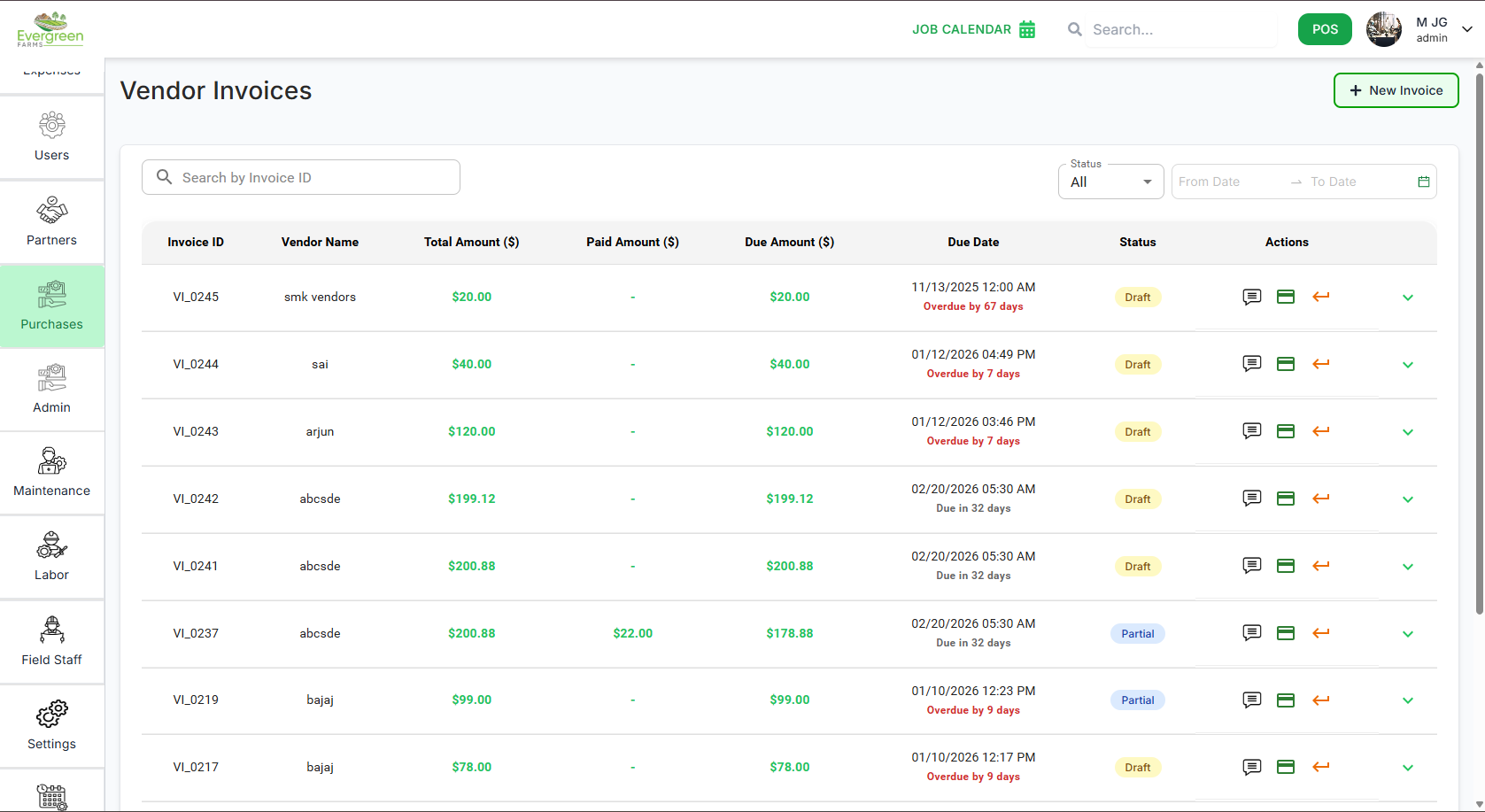 Vendors Dashboard